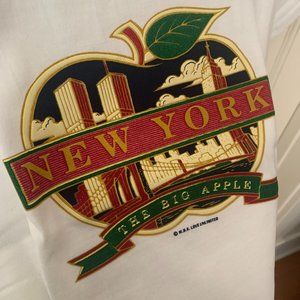 Vintage Big Apple I Love New York City Souvenir Tourist T-Shirt White Kids XL